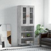 vidaXL Highboard betonggrå 69,5x34x180 cm konstruert tre