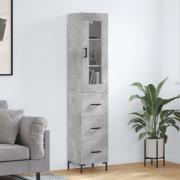 vidaXL Highboard betonggrå 34,5x34x180 cm konstruert tre