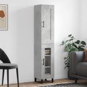 vidaXL Highboard betonggrå 34,5x34x180 cm konstruert tre