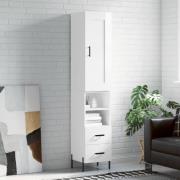 vidaXL Highboard høyglans hvit 34,5x34x180 cm konstruert tre