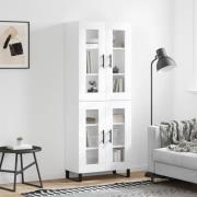 vidaXL Highboard høyglans hvit 69,5x34x180 cm konstruert tre