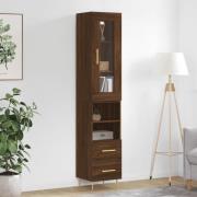 vidaXL Highboard brun eik 34,5x34x180 cm konstruert tre