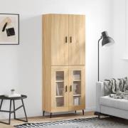 vidaXL Highboard sonoma eik 69,5x34x180 cm konstruert tre