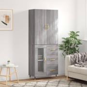 vidaXL Highboard grå sonoma 69,5x34x180 cm konstruert tre