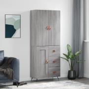 vidaXL Highboard grå sonoma 69,5x34x180 cm konstruert tre