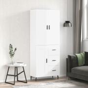 vidaXL Highboard høyglans hvit 69,5x34x180 cm konstruert tre