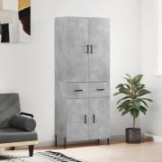 vidaXL Highboard betonggrå 69,5x34x180 cm konstruert tre