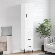 vidaXL Highboard høyglans hvit 34,5x34x180 cm konstruert tre