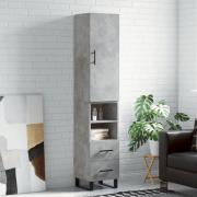 vidaXL Highboard betonggrå 34,5x34x180 cm konstruert tre