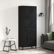 vidaXL Highboard svart 69,5x34x180 cm konstruert tre