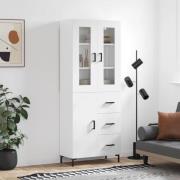 vidaXL Highboard høyglans hvit 69,5x34x180 cm konstruert tre