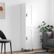 vidaXL Highboard høyglans hvit 34,5x34x180 cm konstruert tre