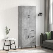 vidaXL Highboard betonggrå 69,5x34x180 cm konstruert tre