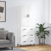 vidaXL Highboard høyglans hvit 69,5x34x180 cm konstruert tre