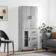 vidaXL Highboard grå sonoma 69,5x34x180 cm konstruert tre