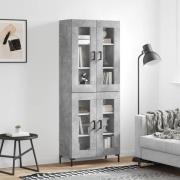 vidaXL Highboard betonggrå 69,5x34x180 cm konstruert tre