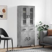 vidaXL Highboard betonggrå 69,5x34x180 cm konstruert tre