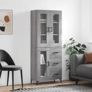 vidaXL Highboard grå sonoma 69,5x34x180 cm konstruert tre