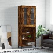 vidaXL Highboard røkt eik 69,5x34x180 cm konstruert tre