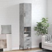 vidaXL Highboard betonggrå 34,5x34x180 cm konstruert tre