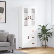 vidaXL Highboard høyglans hvit 69,5x34x180 cm konstruert tre