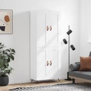 vidaXL Highboard høyglans hvit 69,5x34x180 cm konstruert tre