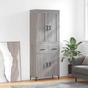 vidaXL Highboard grå sonoma 69,5x34x180 cm konstruert tre