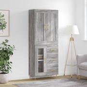 vidaXL Highboard grå sonoma 69,5x34x180 cm konstruert tre