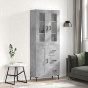 vidaXL Highboard betonggrå 69,5x34x180 cm konstruert tre