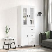 vidaXL Highboard høyglans hvit 69,5x34x180 cm konstruert tre