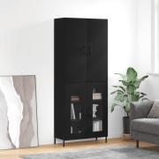 vidaXL Highboard svart 69,5x34x180 cm konstruert tre