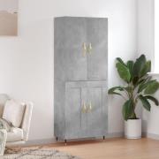 vidaXL Highboard betonggrå 69,5x34x180 cm konstruert tre