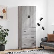 vidaXL Highboard grå sonoma 69,5x34x180 cm konstruert tre