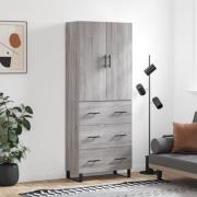 vidaXL Highboard grå sonoma 69,5x34x180 cm konstruert tre