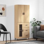 vidaXL Highboard sonoma eik 69,5x34x180 cm konstruert tre