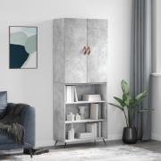 vidaXL Highboard betonggrå 69,5x34x180 cm konstruert tre