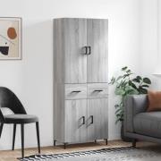 vidaXL Highboard grå sonoma 69,5x34x180 cm konstruert tre