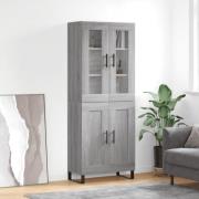 vidaXL Highboard grå sonoma 69,5x34x180 cm konstruert tre