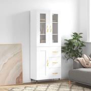 vidaXL Highboard høyglans hvit 69,5x34x180 cm konstruert tre