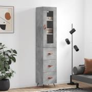 vidaXL Highboard betonggrå 34,5x34x180 cm konstruert tre