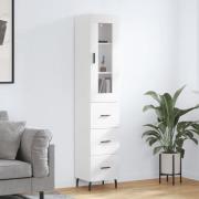 vidaXL Highboard høyglans hvit 34,5x34x180 cm konstruert tre