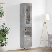 vidaXL Highboard betonggrå 34,5x34x180 cm konstruert tre