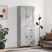 vidaXL Highboard betonggrå 69,5x34x180 cm konstruert tre