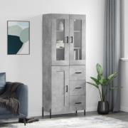 vidaXL Highboard betonggrå 69,5x34x180 cm konstruert tre