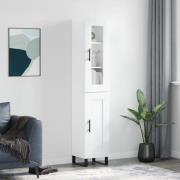 vidaXL Highboard høyglans hvit 34,5x34x180 cm konstruert tre