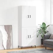 vidaXL Highboard høyglans hvit 69,5x34x180 cm konstruert tre