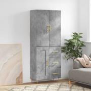 vidaXL Highboard betonggrå 69,5x34x180 cm konstruert tre