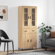 vidaXL Highboard sonoma eik 69,5x34x180 cm konstruert tre