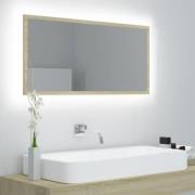 vidaXL LED-badespeil sonoma eik 90x8,5x37 cm akryl