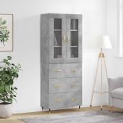 vidaXL Highboard betonggrå 69,5x34x180 cm konstruert tre